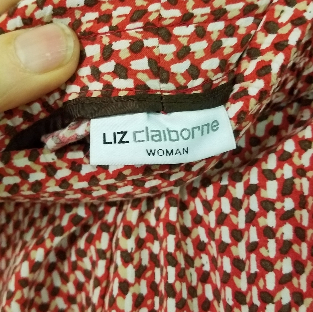 Liz Claiborne Woman Red & Brown 1X 100% Rayon - Picture 4 of 7